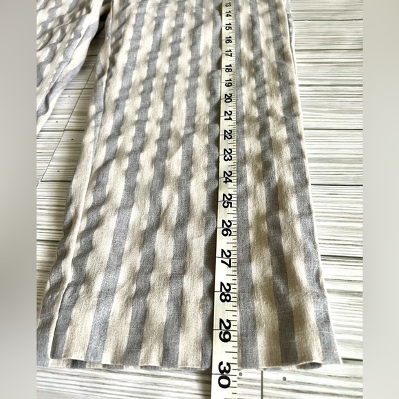 SHARAGANO Women’s Linen Blend Crop Blue Cream Stretchy Stripe Pants Size 6 - Picture 12 of 13